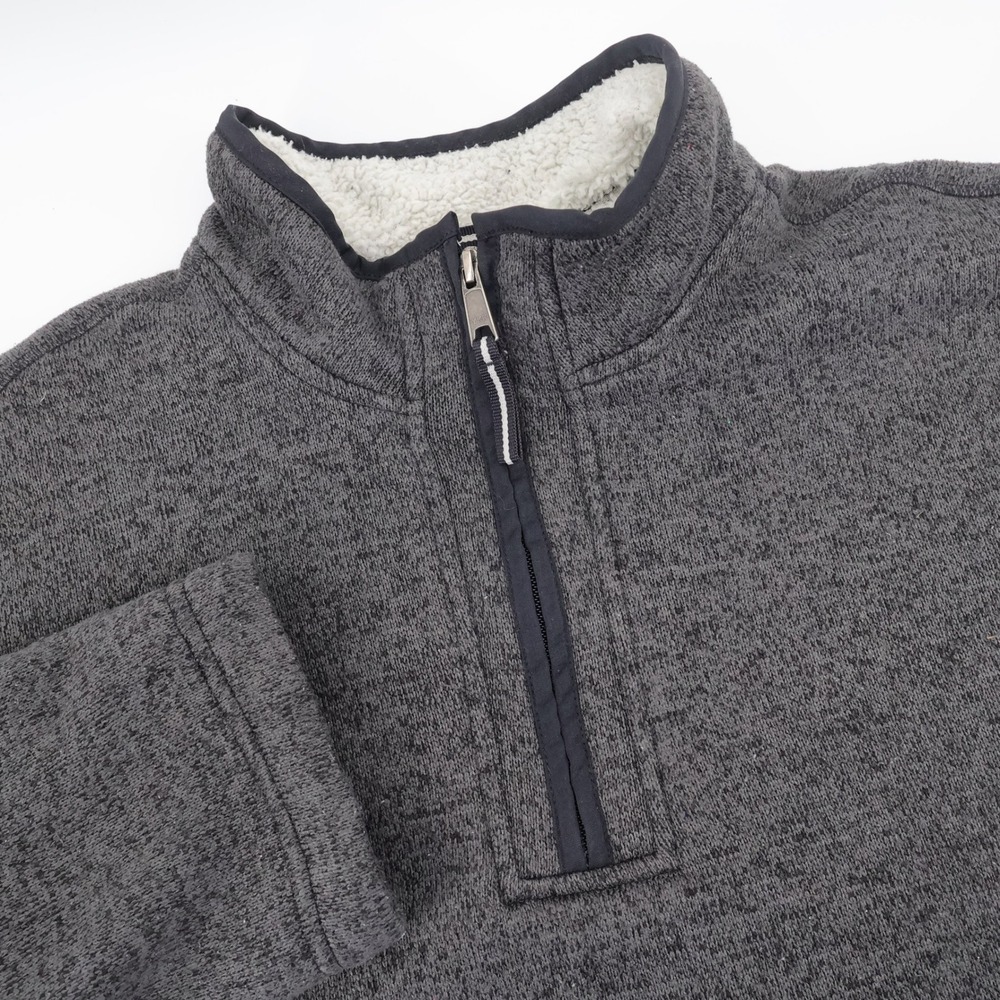 Orvis Sherpa Lined Quarter Zip Pullover Gray Long Sleeve Mens XL